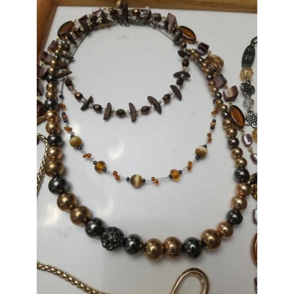 13 necklace bundle browns golden and earth tones - Picture 2 of 7